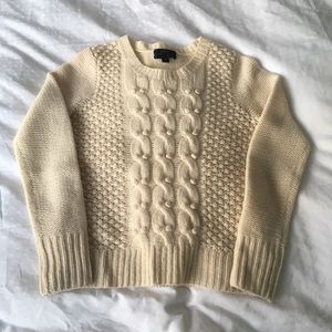 J. Crew white cable knit crew neck sweater